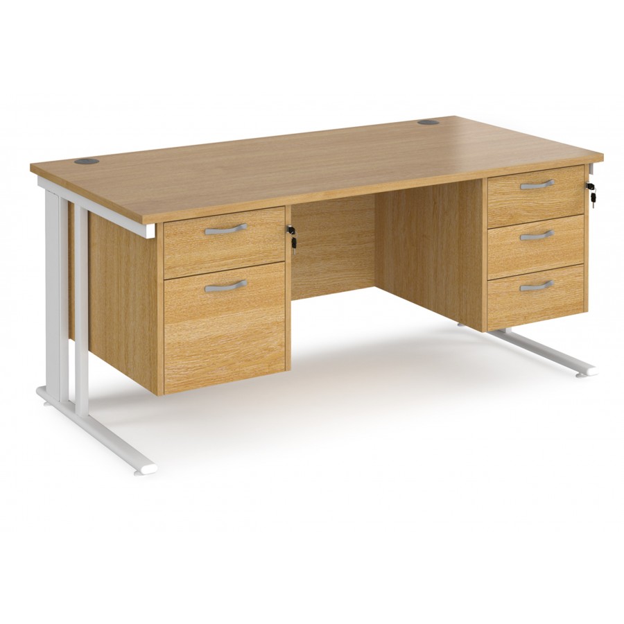 Maestro Cable Managed Desk With Twin Drawer Pedestals